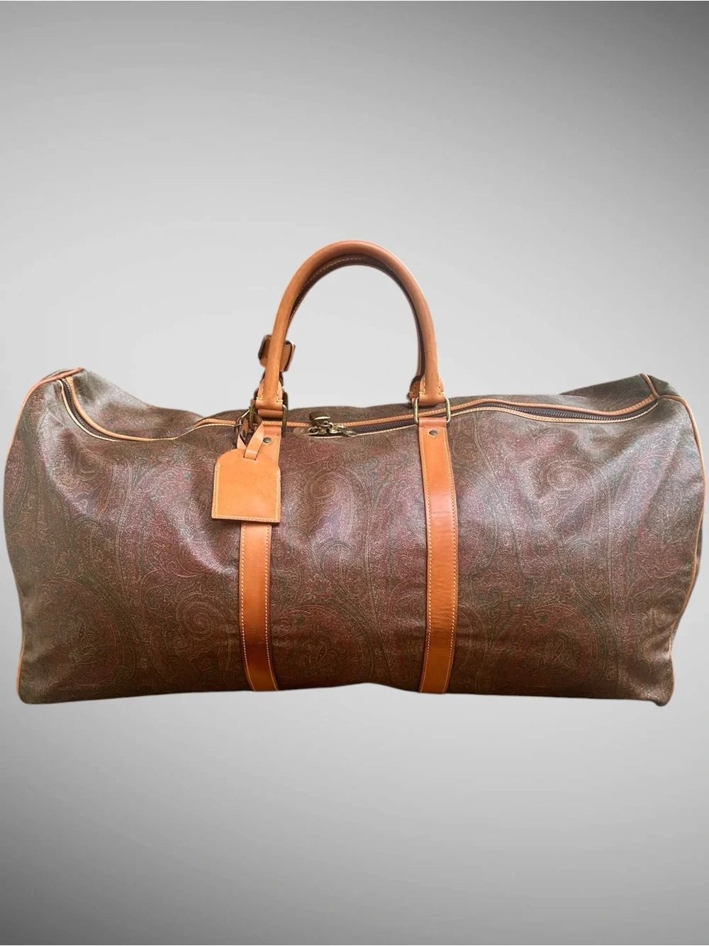 Etro Milano XL Paisley Leather Weekender Travel Duffel Italy vintage